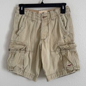 Y2K‎ Hollister Mens 28 Khaki Cargo Shorts Heavy Cotton Distressed Baggy Skater